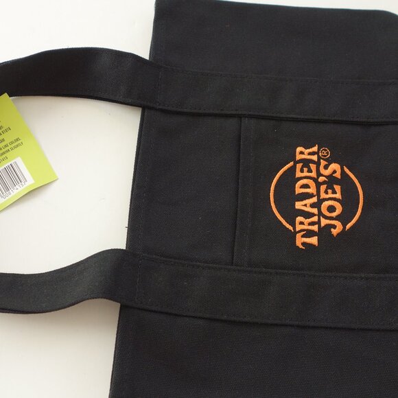 Trader Joes Mini Canvas Tote Bag Black, and Orange New With Tag - Picture 3 of 6